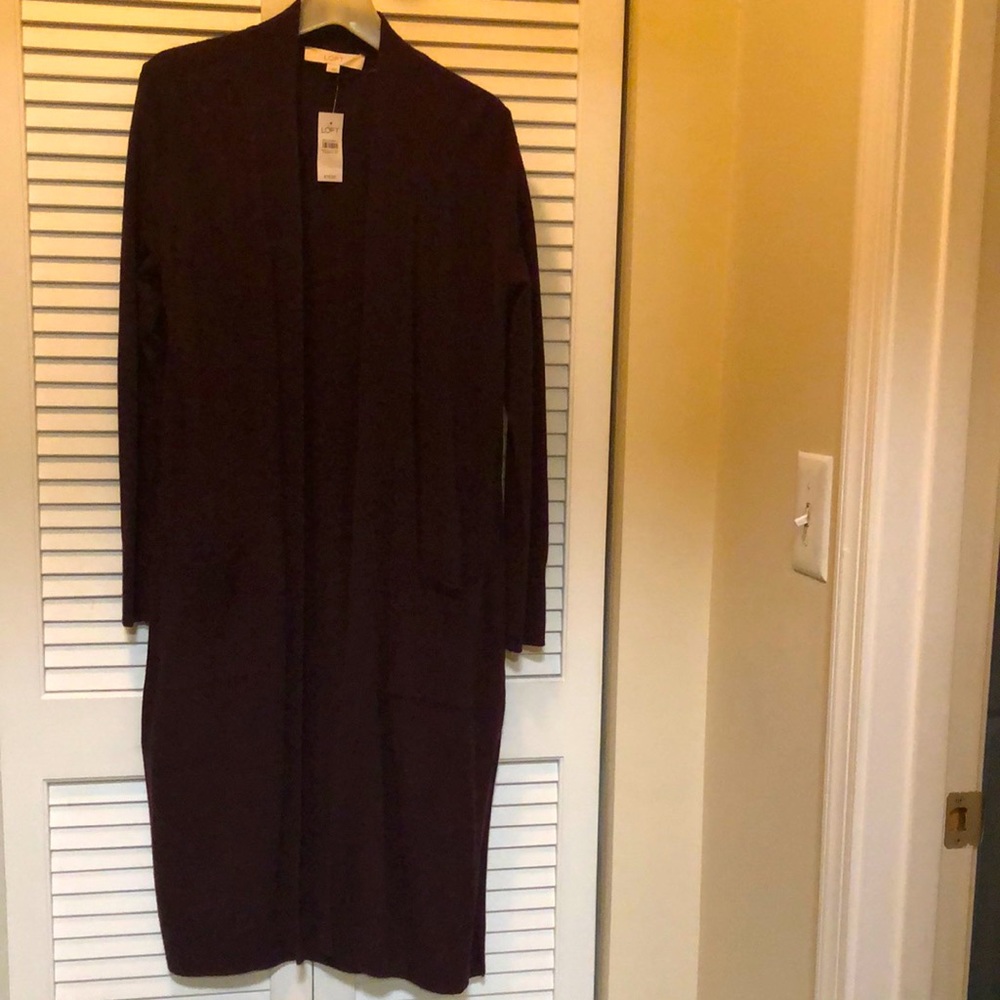 Ladies sweater long sweater jacket-deep burgundy